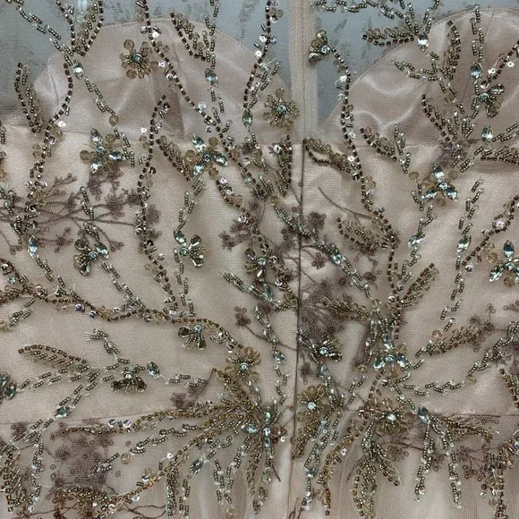 Mac Duggal Dress 79317 Champagne Embellished Illusion Gown NWT - Picture 15 of 16